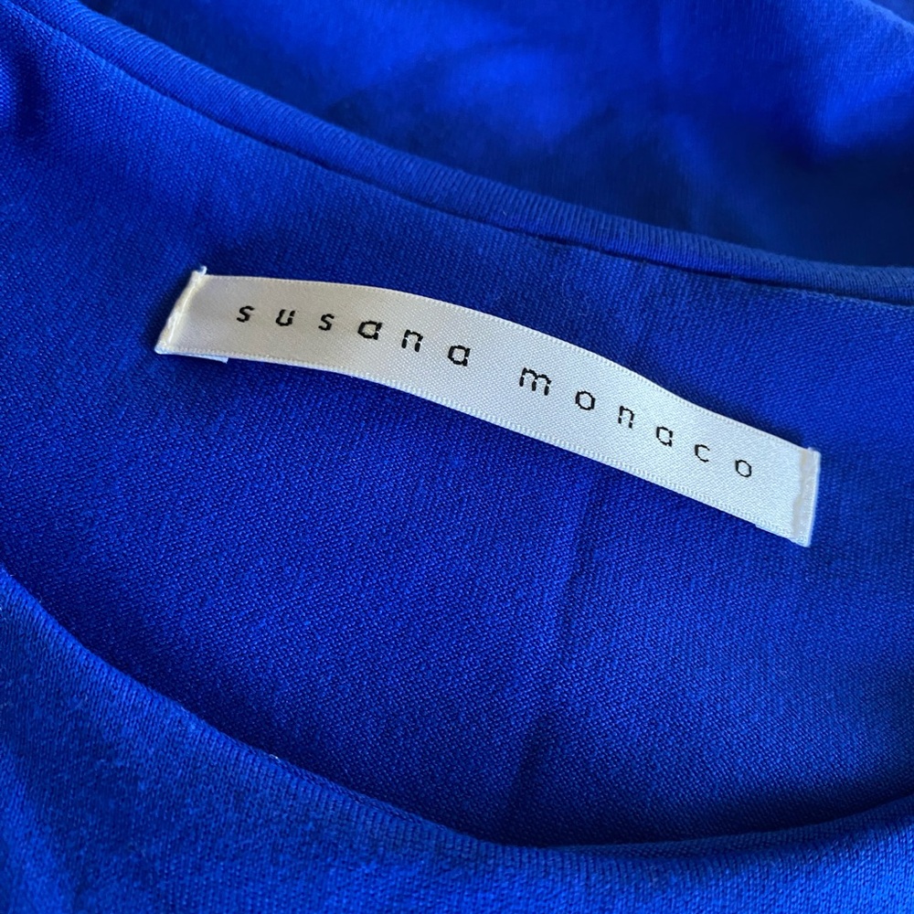 SUSANA MONACO Short Sleeve Shirt Dress Stretchy Minimal Mini - Picture 4 of 5